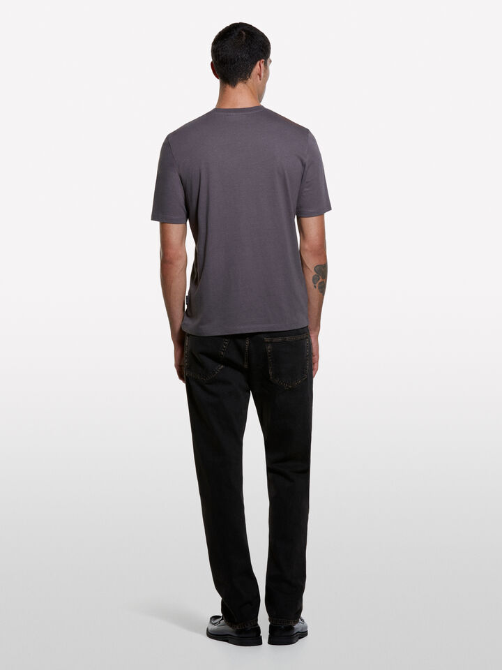 Dark gray regular fit short sleeve t-shirt - men's short sleeve t-shirts - Dark Gray | Sisley image number 2